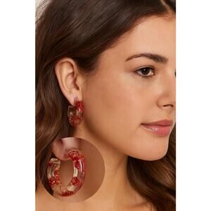 American Eagle Earrings Resin Hoop Floral Statement Womens One Size New Fashion